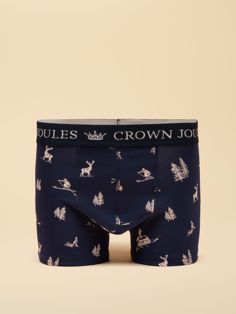 Joules Piste Again Cream/Navy Cotton Jersey Boxer Shorts 2 pack - Image 2 of 4