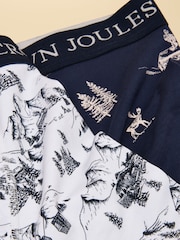 Joules Piste Again Cream/Navy Cotton Jersey Boxer Shorts 2 pack - Image 4 of 4