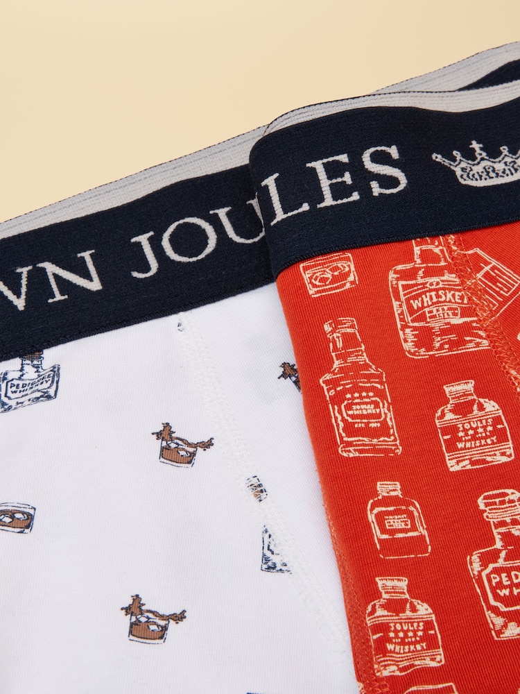 Joules Fancy A Stiff One Orange/White Cotton Jersey Boxer Shorts 2 pack - Image 3 of 3
