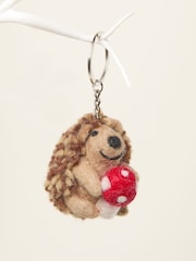 FatFace Brown Toadstool Hedgehog Felt Keyring - Image 1 of 2