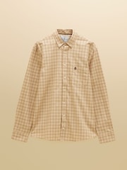 Joules Oatmeal Checked Classic Fit Cotton Oxford Shirt - Image 10 of 10