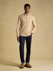 Joules Oatmeal Checked Classic Fit Cotton Oxford Shirt - Image 5 of 10