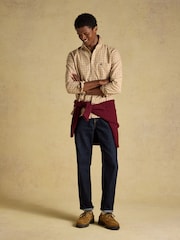 Joules Oatmeal Checked Classic Fit Cotton Oxford Shirt - Image 8 of 10