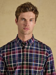 Joules Navy Multi Checked Classic Fit Cotton Oxford Shirt - Image 4 of 10