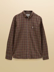 Joules Chocolate Brown Checked Classic Fit Cotton Oxford Shirt - Image 11 of 11