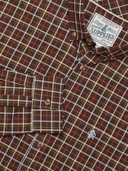 Joules Chocolate Brown Checked Classic Fit Cotton Oxford Shirt - Image 2 of 11
