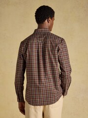 Joules Chocolate Brown Checked Classic Fit Cotton Oxford Shirt - Image 3 of 11