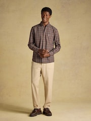Joules Chocolate Brown Checked Classic Fit Cotton Oxford Shirt - Image 4 of 11