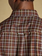Joules Chocolate Brown Checked Classic Fit Cotton Oxford Shirt - Image 8 of 11