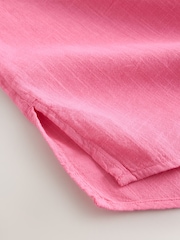 وردي شاحب - قميص طويل الأكمام مريح مصنوع من الكتان - صورة 4 من 5