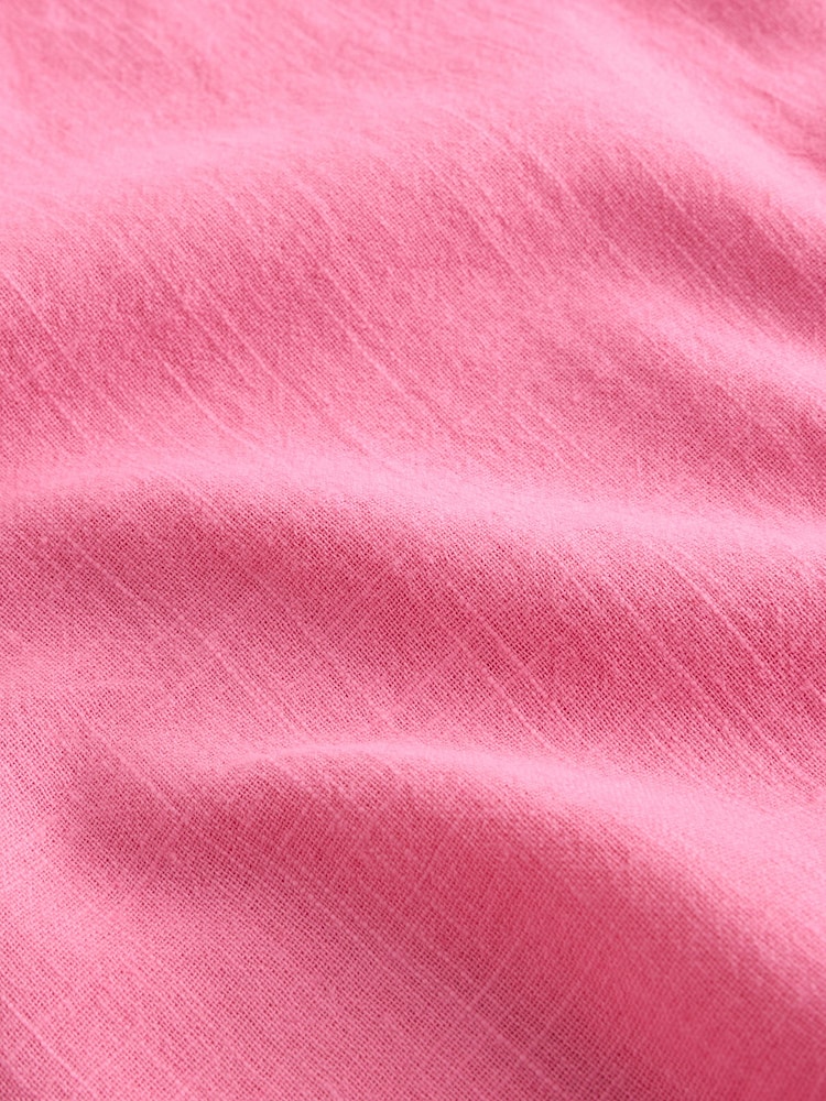 وردي شاحب - قميص طويل الأكمام مريح مصنوع من الكتان - صورة 5 من 5