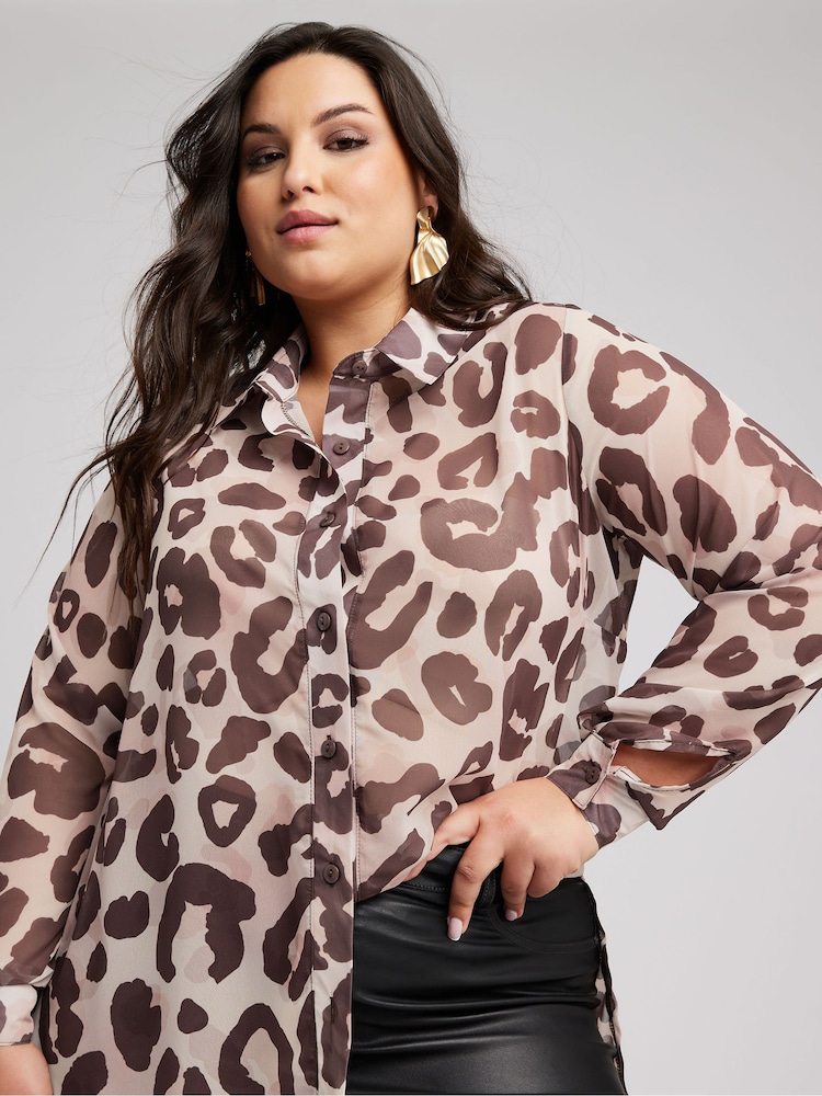 YOURS LONDON Curve Natural Floral Boyfriend Shirt - Image 1 of 5