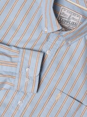 Joules Blue & Orange Striped Classic Fit Cotton Oxford Shirt - Image 2 of 8