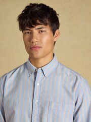 Joules Blue & Orange Striped Classic Fit Cotton Oxford Shirt - Image 4 of 8