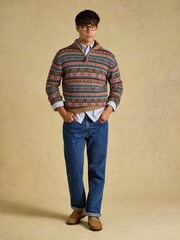 Joules Blue & Orange Striped Classic Fit Cotton Oxford Shirt - Image 5 of 8