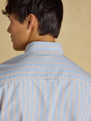 Joules Blue & Orange Striped Classic Fit Cotton Oxford Shirt - Image 6 of 8