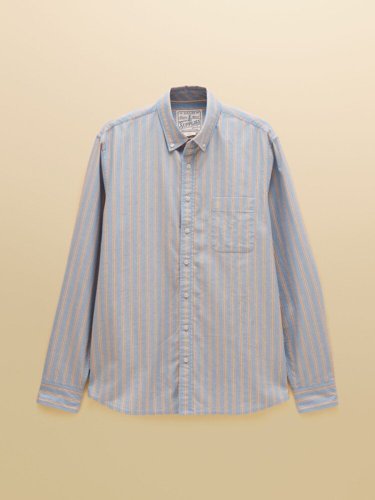 Joules Blue & Orange Striped Classic Fit Cotton Oxford Shirt - Image 8 of 8 Joules Blue & Orange Striped Classic Fit Cotton Oxford Shirt - Image 8 of 8