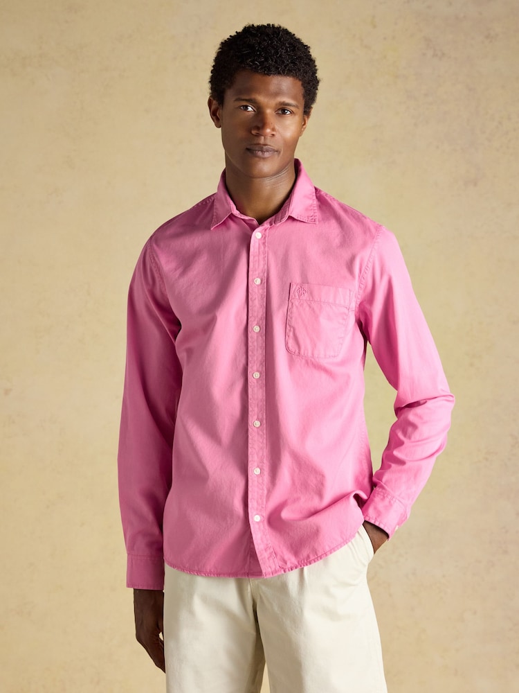 Joules Pink Garment Dyed Cotton Twill Long Sleeve Shirt - Image 1 of 11 Joules Pink Garment Dyed Cotton Twill Long Sleeve Shirt - Image 1 of 11