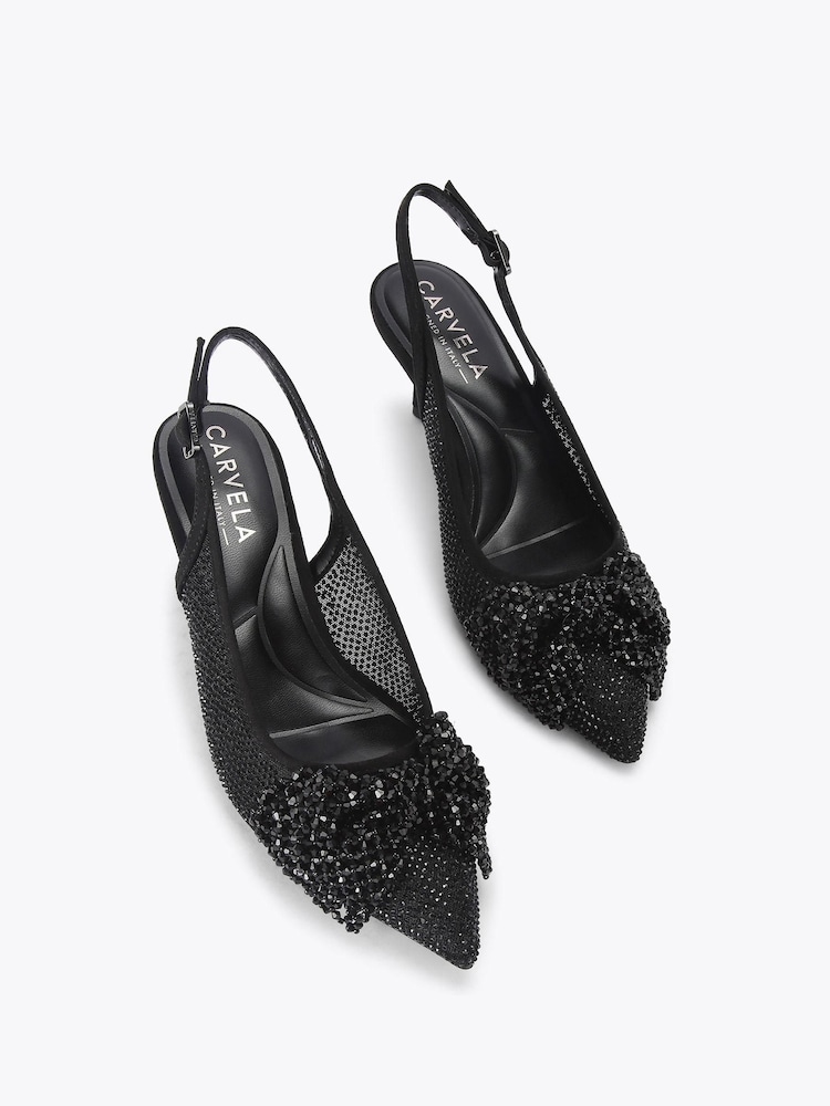 Carvela Black Chiara Bow Sling Shoes - Image 2 of 4 Carvela Black Chiara Bow Sling Shoes - Image 2 of 4