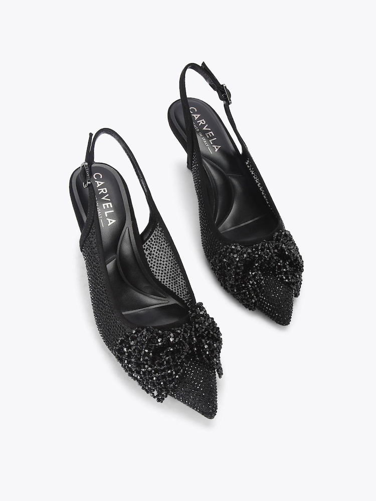 أسود - حذاء بكعب متوسط مزين بفيونكة مع شريط خلفي تشكيلة Chiara من Carvela - صورة 5 من 5 أسود - حذاء بكعب متوسط مزين بفيونكة مع شريط خلفي تشكيلة Chiara من Carvela - صورة 5 من 5