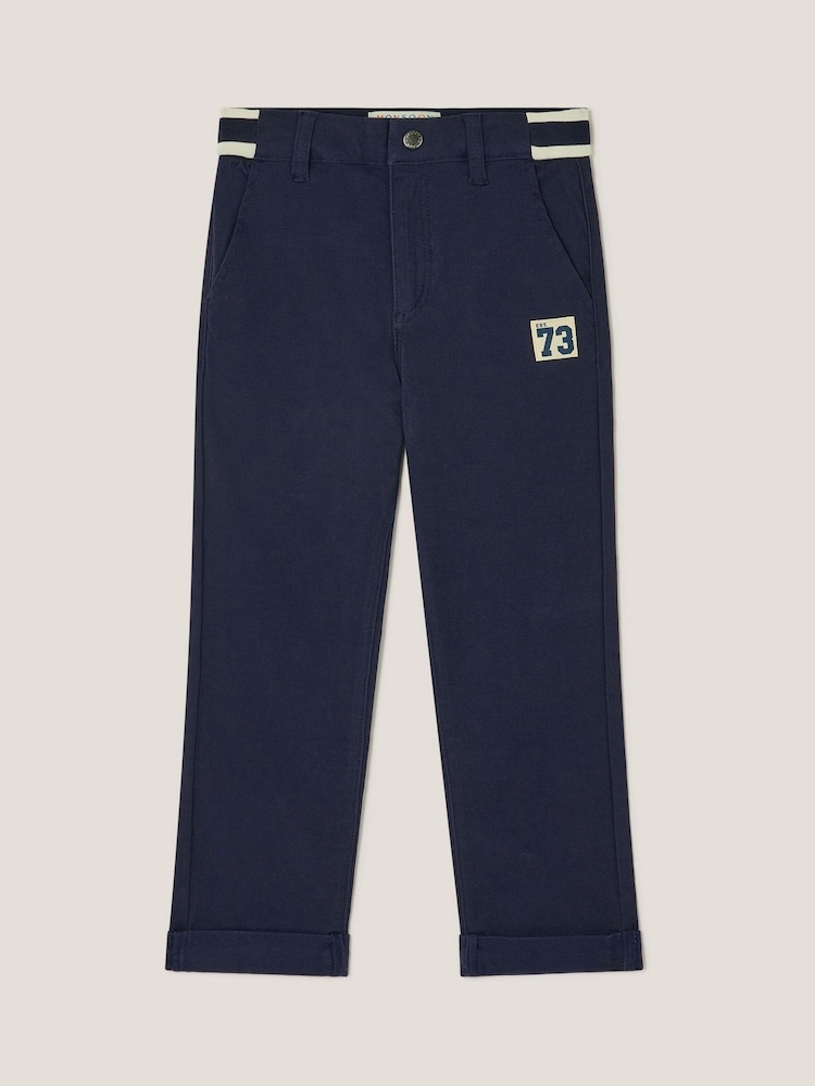 Monsoon Blue Contrast Stripe Cuffed Trousers - Image 1 of 3