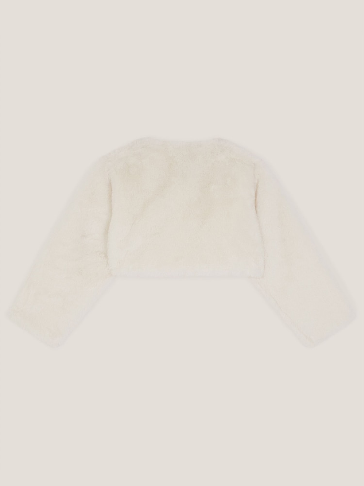 Monsoon Cream Baby Marie Faux Fur Cardigan - Image 2 of 3 Monsoon Cream Baby Marie Faux Fur Cardigan - Image 2 of 3