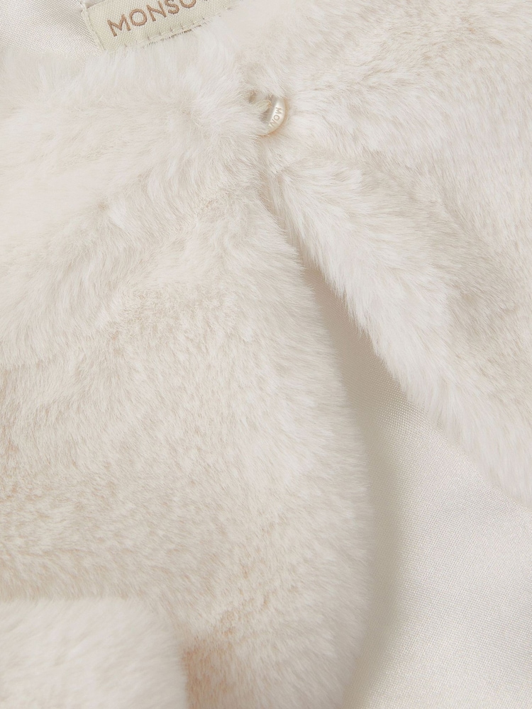Monsoon Cream Baby Marie Faux Fur Cardigan - Image 3 of 3