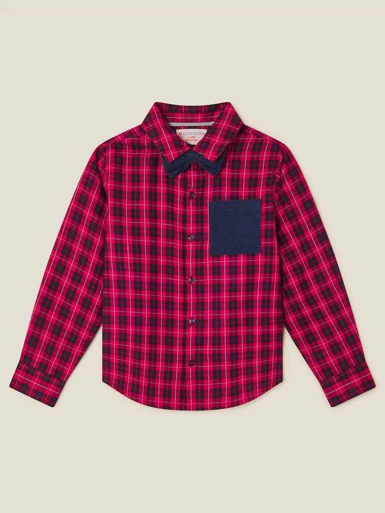Monsoon Red Tartan Shirt with Bow Tie - Image 2 of 4
