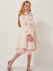 Monsoon Faux Fur Hood Double Breasted Coat - صورة 1 من 4