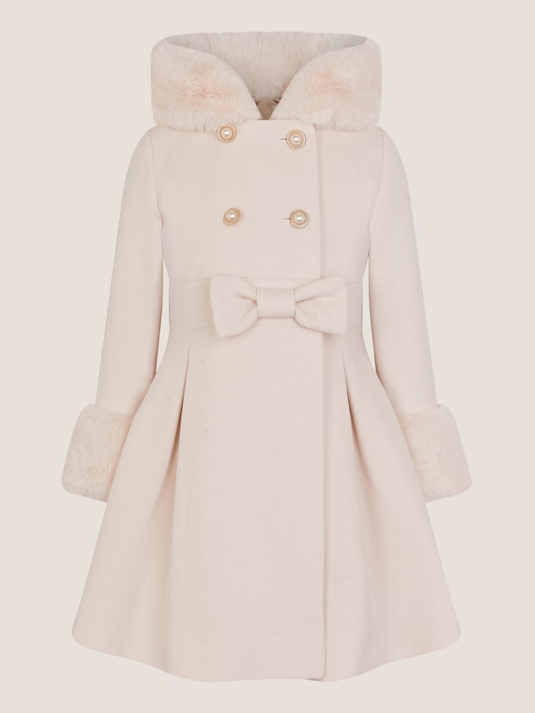 Monsoon Faux Fur Hood Double Breasted Coat - صورة 2 من 4