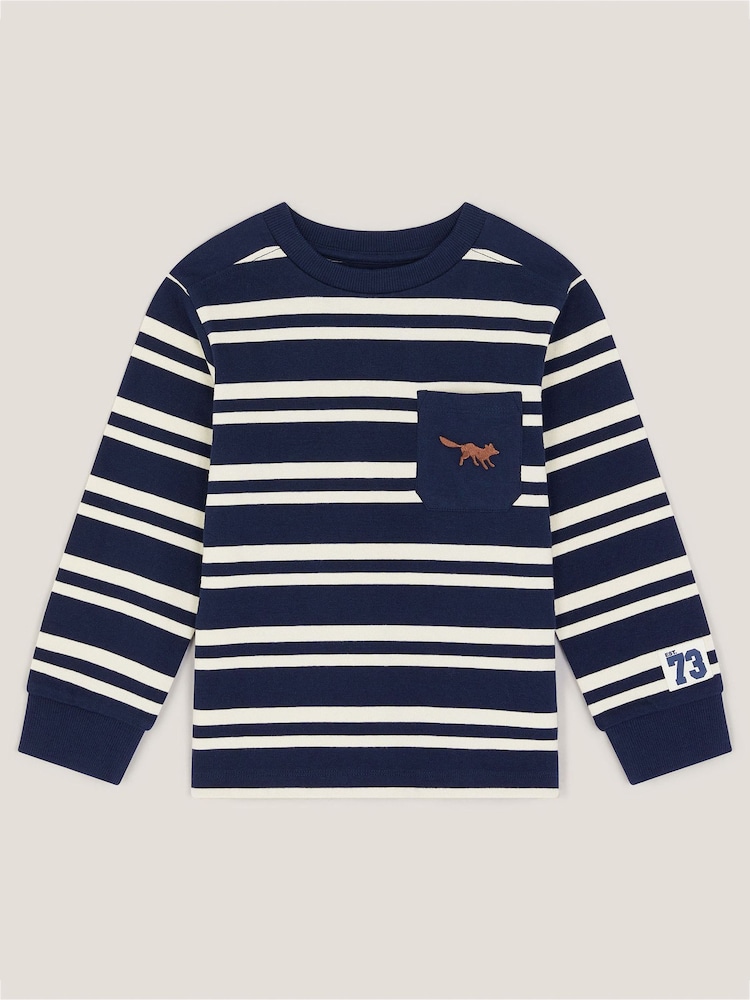 Monsoon Blue Fox Stripe Long Sleeve T-Shirt - Image 2 of 4 Monsoon Blue Fox Stripe Long Sleeve T-Shirt - Image 2 of 4