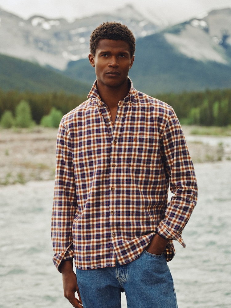 Joules Navy Long Sleeve Heavyweight Brushed Flannel Shirt - Image 1 of 11 Joules Navy Long Sleeve Heavyweight Brushed Flannel Shirt - Image 1 of 11