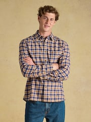 Joules Navy Long Sleeve Heavyweight Brushed Flannel Shirt - Image 2 of 11