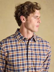 Joules Navy Long Sleeve Heavyweight Brushed Flannel Shirt - Image 8 of 11
