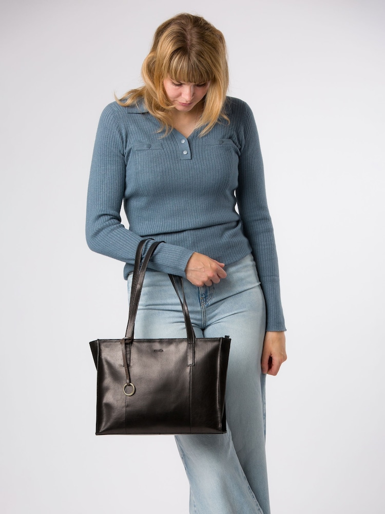 Conkca 'Bella' Leather Tote Black Bag - Image 2 of 3 Conkca 'Bella' Leather Tote Black Bag - Image 2 of 3