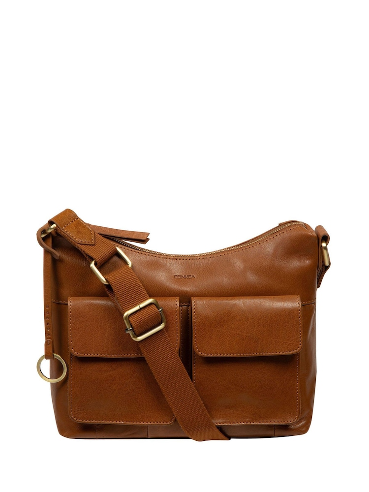 Conkca 'Odessa' Leather Cross Body Brown Bag - Image 1 of 8 Conkca 'Odessa' Leather Cross Body Brown Bag - Image 1 of 8