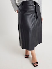 River Island Black Belted Wrap Midi Skirt - Image 1 of 6