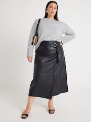 River Island Black Belted Wrap Midi Skirt - Image 2 of 6