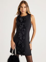 River Island Black 3D Flower Mini Shift Dress - Image 1 of 4