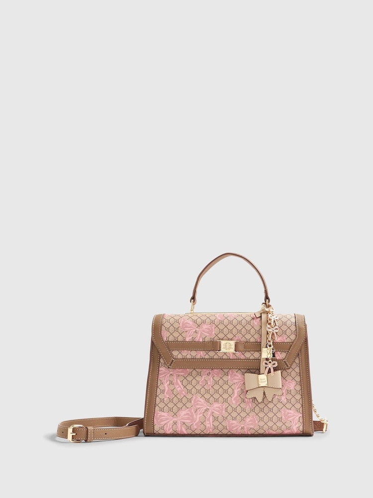 River Island Brown Medium Bow Charm Tote Bag - Image 1 of 6
