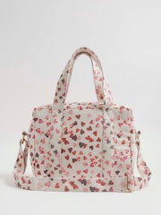 River Island Cream Canvas Heart Holdall - Image 1 of 8