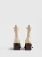 River Island Cream Block Heel Stretch Sock Boots - Image 3 of 5