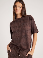 River Island Brown Short Sleeve Premium Crinkle Boxy T-Shirt - Image 3 of 4