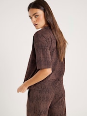 River Island Brown Short Sleeve Premium Crinkle Boxy T-Shirt - Image 4 of 4
