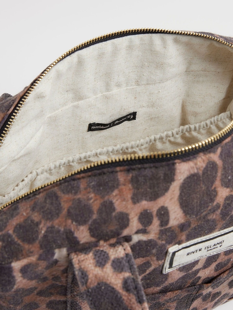 Buy River Island Brown Canvas Leopard Print Holdall from the Next
