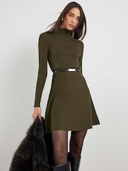 River Island Flippy Crew Neck Belted Mini Dress - Imagen 1 de 4