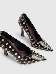 River Island Black Studded Heeled Court Shoes - Image 5 of 5