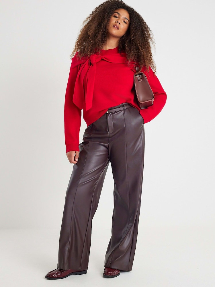 River Island Red Mono Tipped Bow Jumper - Image 2 of 6