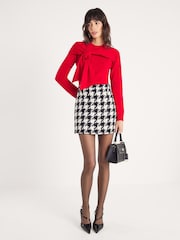 River Island Red Mono Tipped Bow Jumper - Image 4 of 6