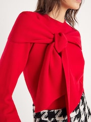 River Island Red Mono Tipped Bow Jumper - Image 5 of 6
